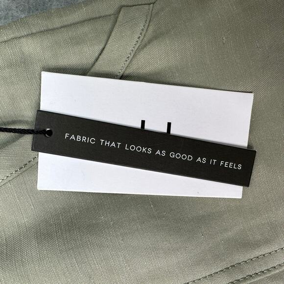 H by Halston Trouser Pant WMNS XS Green Linen Blend Mid-Rise Straight Minimalist - Picture 4 of 11